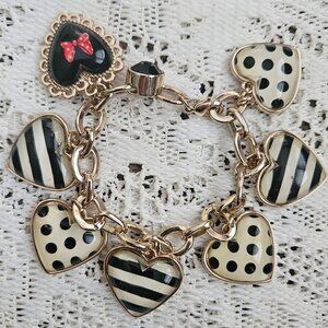 Disney Charm Bracelet Minnie Mouse Hearts Striped Polka Dots